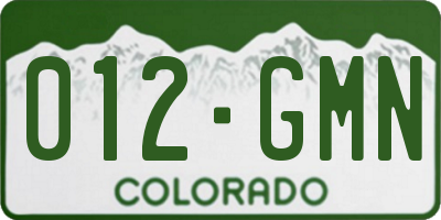 CO license plate 012GMN