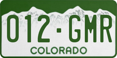 CO license plate 012GMR
