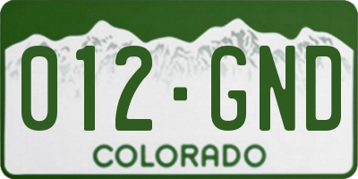 CO license plate 012GND