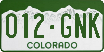 CO license plate 012GNK
