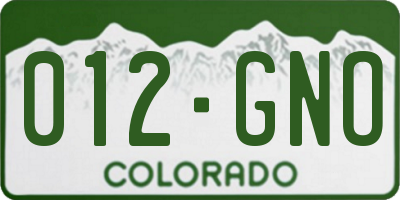 CO license plate 012GNO