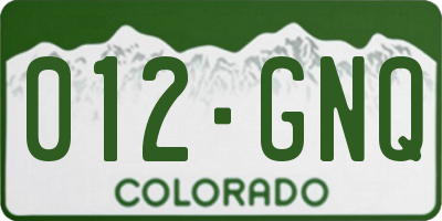 CO license plate 012GNQ