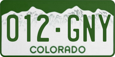 CO license plate 012GNY