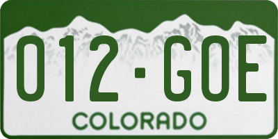 CO license plate 012GOE