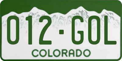 CO license plate 012GOL