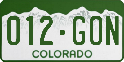 CO license plate 012GON