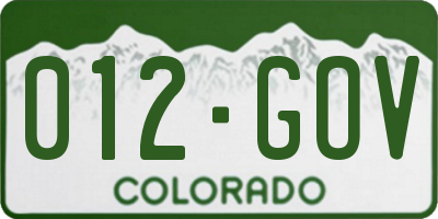 CO license plate 012GOV