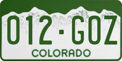 CO license plate 012GOZ