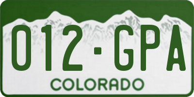 CO license plate 012GPA