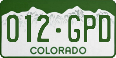 CO license plate 012GPD