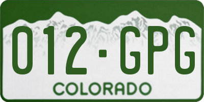 CO license plate 012GPG