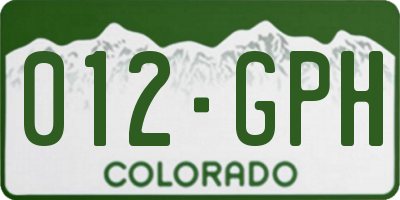 CO license plate 012GPH