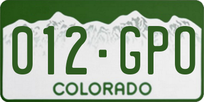 CO license plate 012GPO