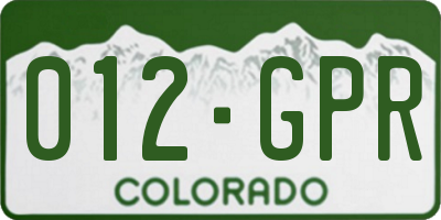 CO license plate 012GPR