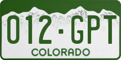 CO license plate 012GPT