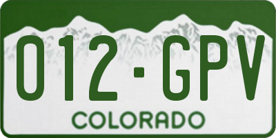 CO license plate 012GPV