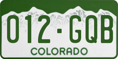 CO license plate 012GQB