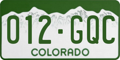 CO license plate 012GQC