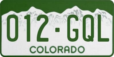 CO license plate 012GQL