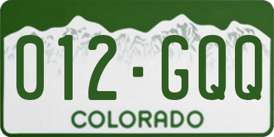 CO license plate 012GQQ
