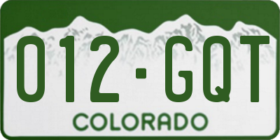 CO license plate 012GQT
