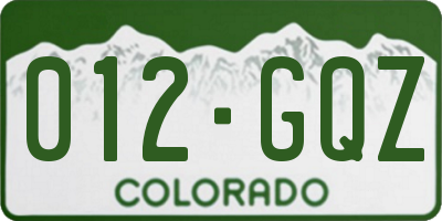 CO license plate 012GQZ