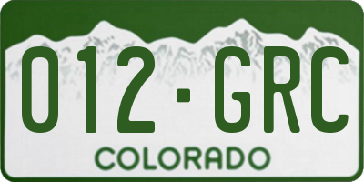 CO license plate 012GRC