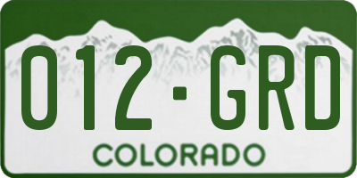 CO license plate 012GRD