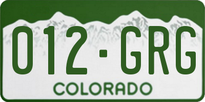 CO license plate 012GRG