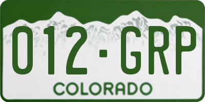 CO license plate 012GRP