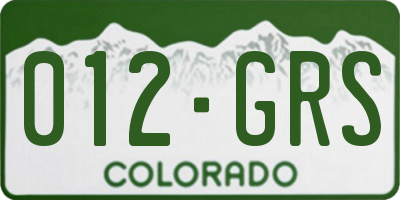 CO license plate 012GRS