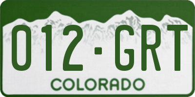 CO license plate 012GRT
