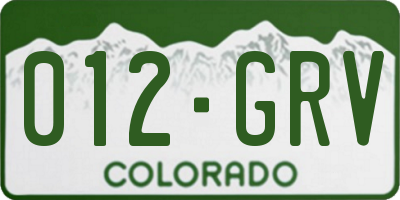 CO license plate 012GRV