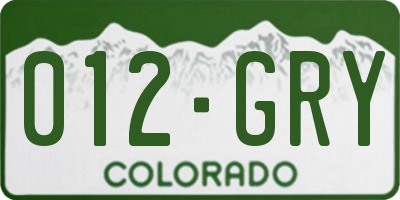 CO license plate 012GRY