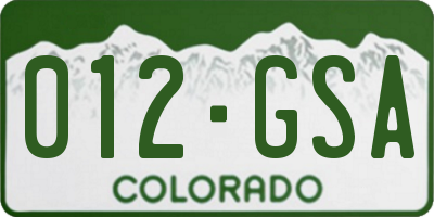 CO license plate 012GSA