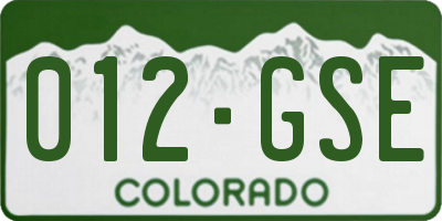 CO license plate 012GSE