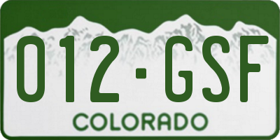 CO license plate 012GSF