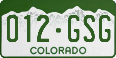 CO license plate 012GSG
