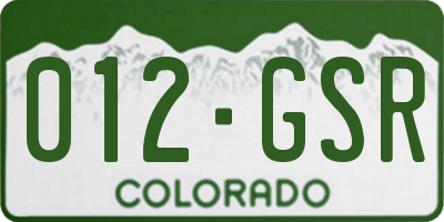 CO license plate 012GSR