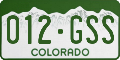CO license plate 012GSS