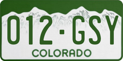 CO license plate 012GSY