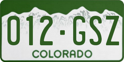 CO license plate 012GSZ