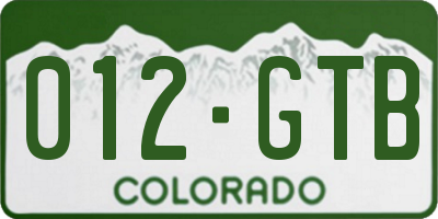 CO license plate 012GTB