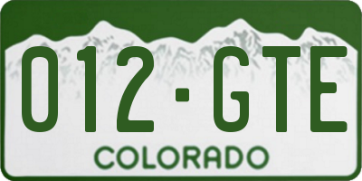 CO license plate 012GTE