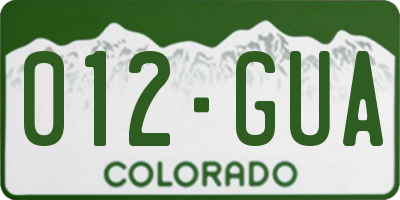 CO license plate 012GUA