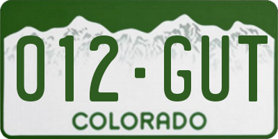 CO license plate 012GUT