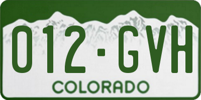 CO license plate 012GVH