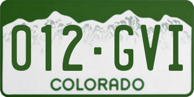 CO license plate 012GVI