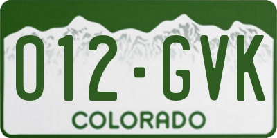 CO license plate 012GVK