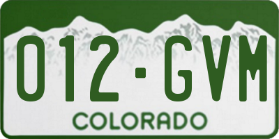 CO license plate 012GVM